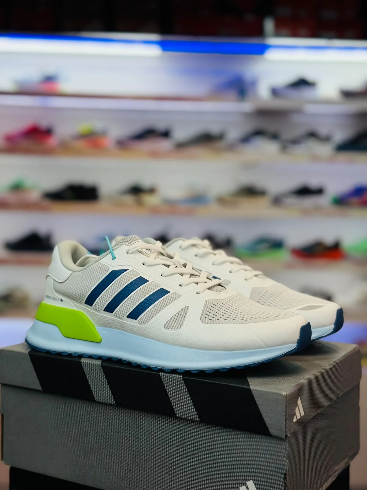 image (56) Adidas Tubular Shadow Unisex "White with Green Blue" - Image 1